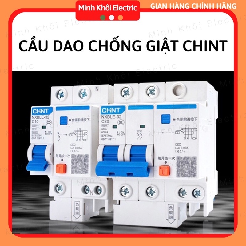 Cầu Dao Aptomat Chống Giật, Chống Rò CHINT Hàng chính hãng RCBO,át chóng giật,áp tô mát, CB NXBLE 2P 16A~63A