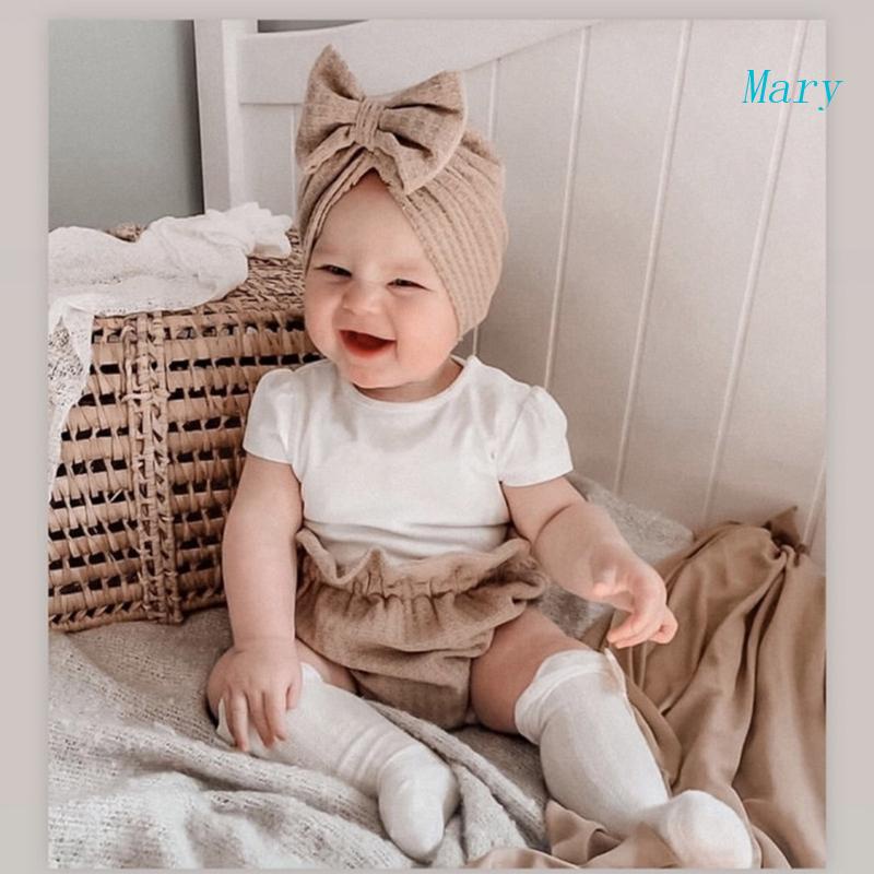 Mũ Beanie Dệt Kim Phối Nơ Phong Cách Hồi Giáo Đáng Yêu Dành Cho Bé Trai Gái 0-18 Tháng Tuổi