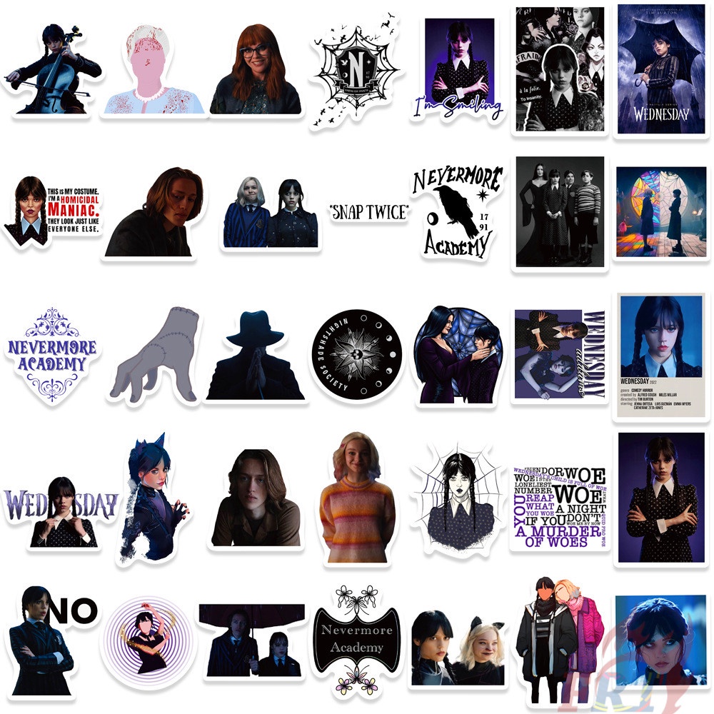 Set 120 / 120 Món Đồ Chơi Chất Lượng Cao ❉ Nhãn Dán Dòng Addams Thứ Tư ❉ Miếng Dán Đề Can Chống Thấm Nước Vẽ Nguệch Ng
