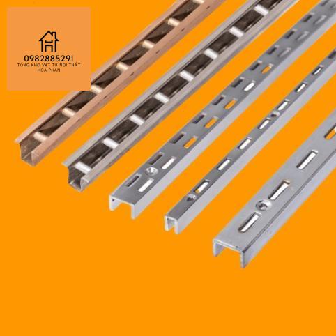 Thanh ray inox gắn tường ray kép làm kệ trưng bày AA2 ray kép