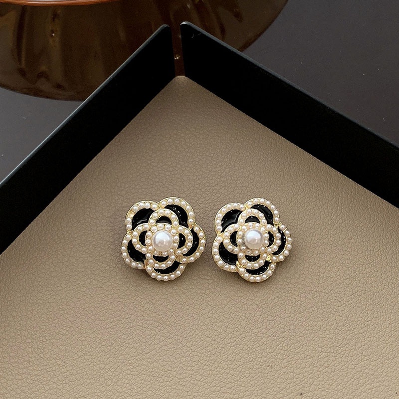 Bông Tai Đính Nơ Nhung Đen Phong Cách Vintage Thanh Lịch