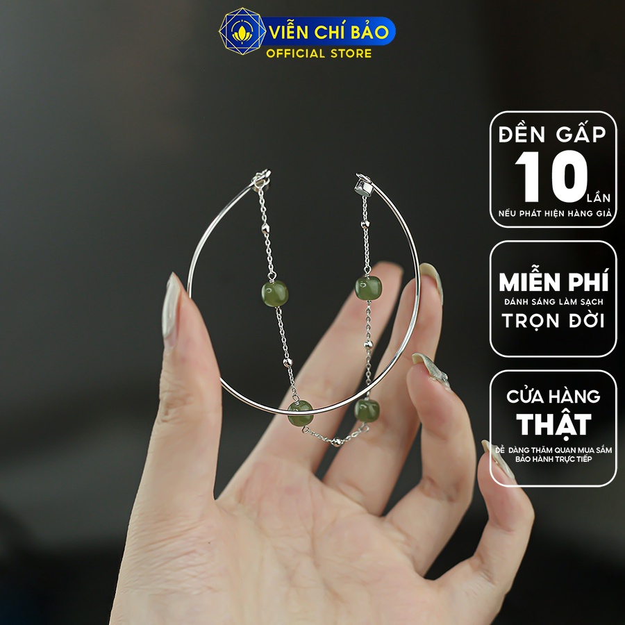 Lắc tay bạc nữ  mix đá xanh lá chất liệu bạc 925 thời trang phụ kiện trang sức Viễn Chí Bảo L000328
