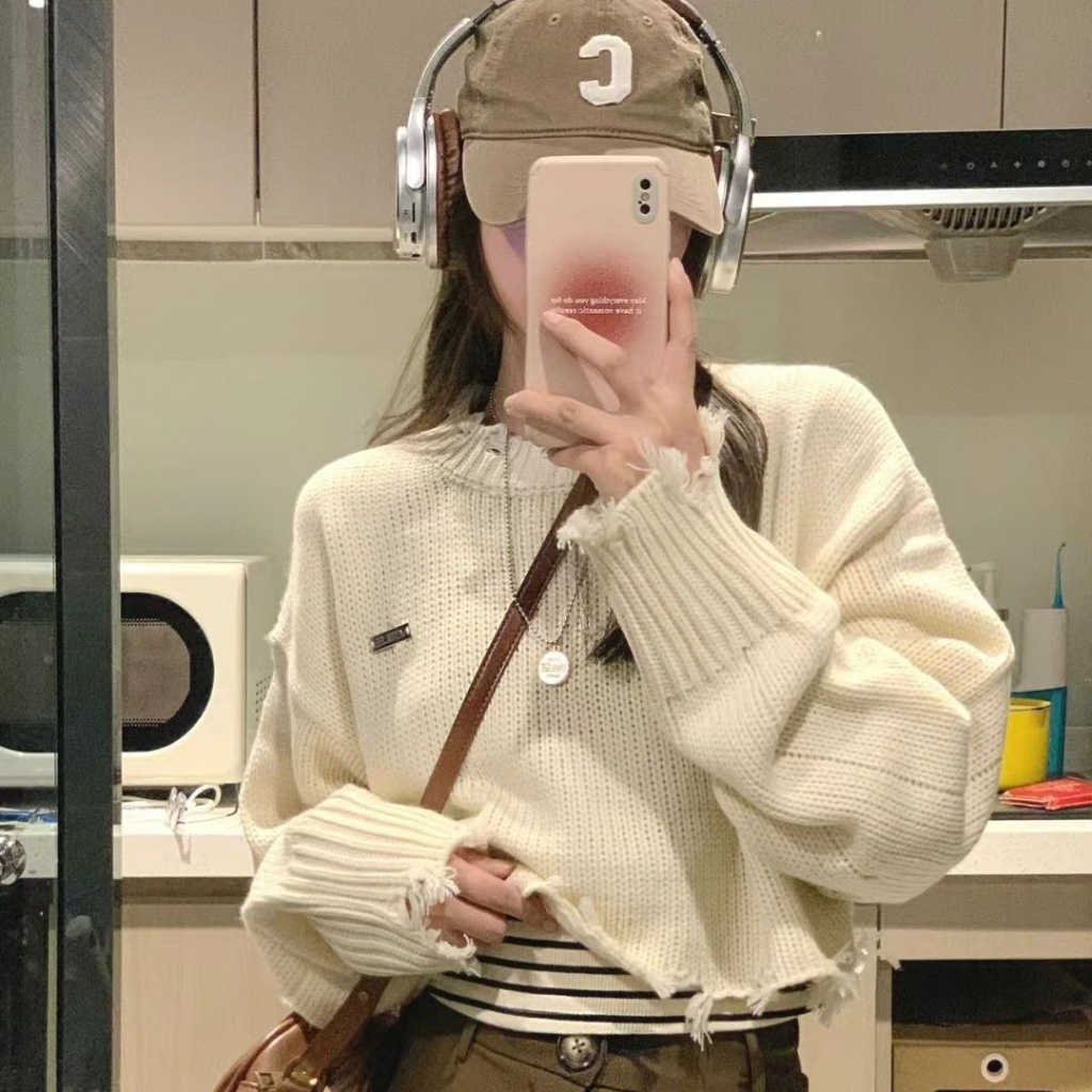 áo len nữ form rộng tăm cộc tay trễ vai mỏng cổ lọ áo khoác carigan thom browne local brand ngắn tay dày hàn quốc dáng dài sát nách Áo croptop dệt kim tay dài phong cách retro Hàn Quốc xinh xắn cho nữ