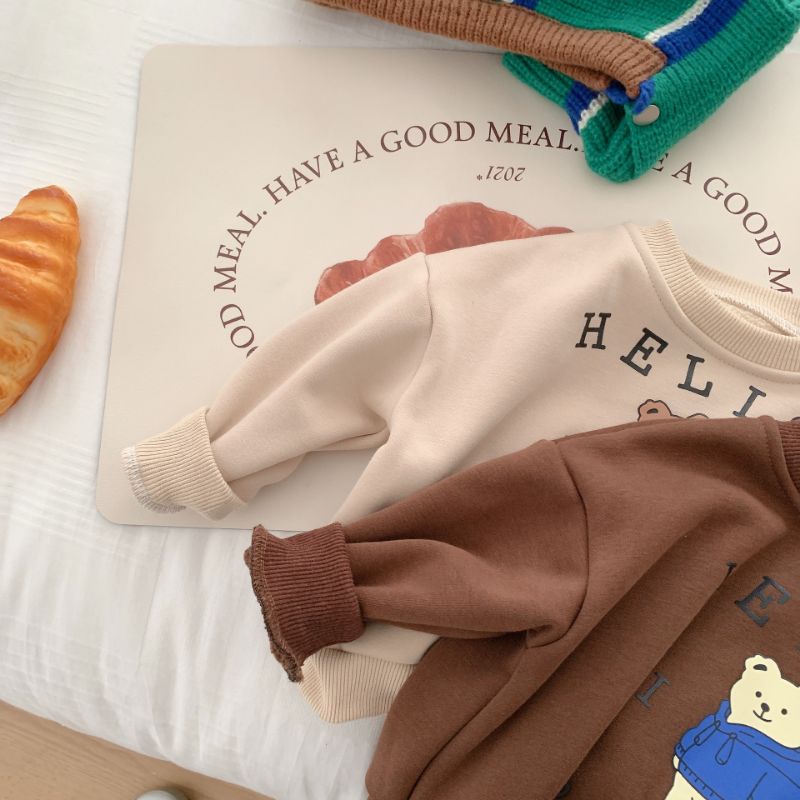 Áo Giữ Nhiệt mùa đông Có Lót Lông Cho Bé Trai Bé Gái Phong Cách Hàn Quốc