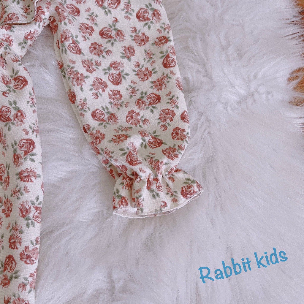 Váy Tết Cho Bé Gái Mùa Đông 7-32kg💝FREESHIP💝 Rabbit Kids- Đầm Dài Tay Trẻ Em Chất Nhung Nâu Cổ Bèo Cao Cấp Mềm Mại Ấm Áp