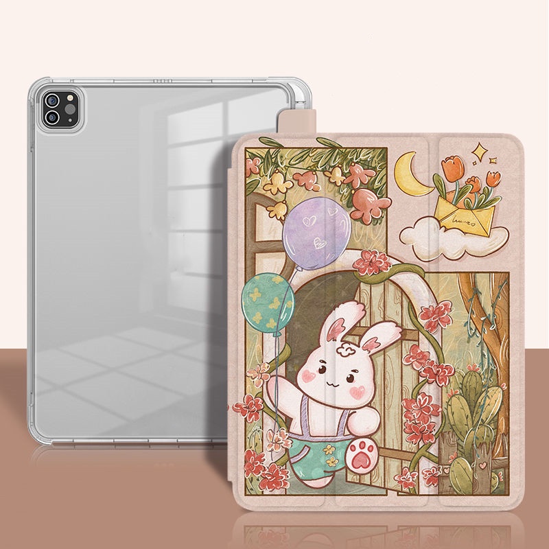 Ốp Máy Tính Bảng Mềm Hình Thỏ Hoa Cho iPad GEN10 7 / 8 / 9 Air4 / Air5 Pro11 "Pro12.9" 2022 Pro10.5 "mini6