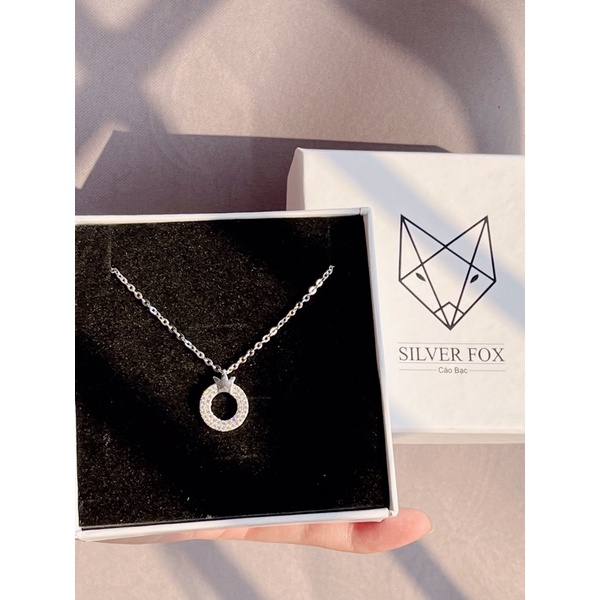 Dây Chuyền Bạc Ta Cao Cấp CaoBac Silver Tròn Rỗng Họa Tiết Vương Miện Thiết Kế Trang Trọng Dàng Tặng Riêng Cho Bạn Nữ