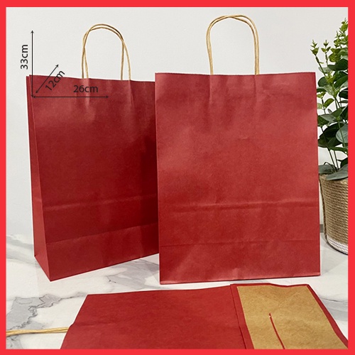 10 TÚI KRAFT ĐỎ ĐẬM 26X33X12CM  - TÚI ĐỨNG
