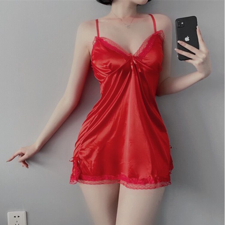 Váy ngủ hai dây sexy quyến rũ gợi cảm ren bèo nữ Lala 331