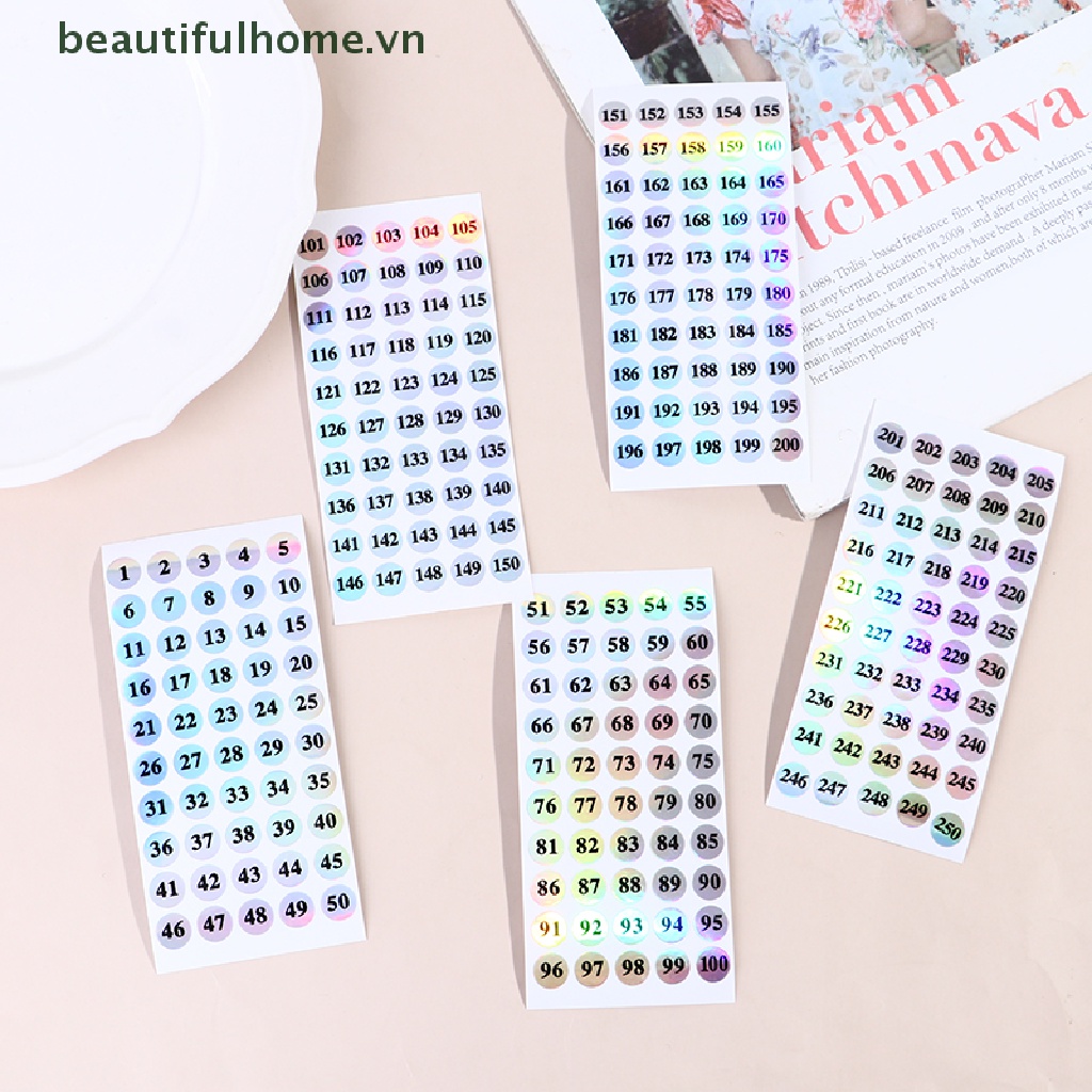 Bộ 1-250 Nhãn Dán Đánh Dấu Số Màu Sắc Laser
