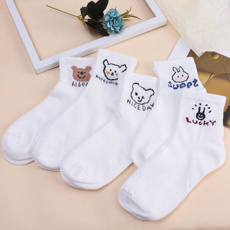 Vớ Cotton Thoáng Khí Họa Tiết Gấu Hoạt Hình Dễ Thương Cho Bé Gái