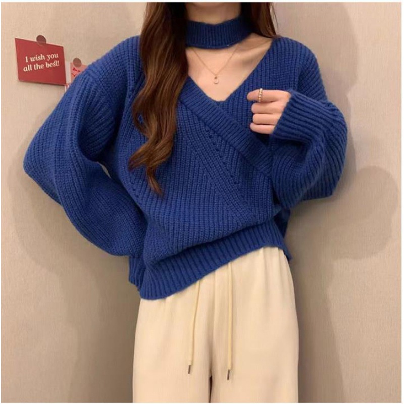 Aphrod Áo sweater Tay Dài Cổ Chữ V Trễ Vai Cho Nữ