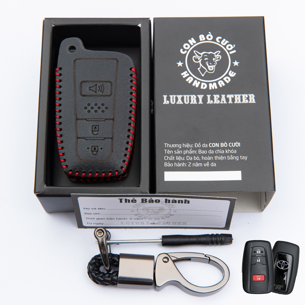 Bao Da Chìa Khoá Toyota Corolla Cross 2020-2022, Da Thật, Giá Tận Xưởng, Khắc Tên & Số ĐT Chủ Xe