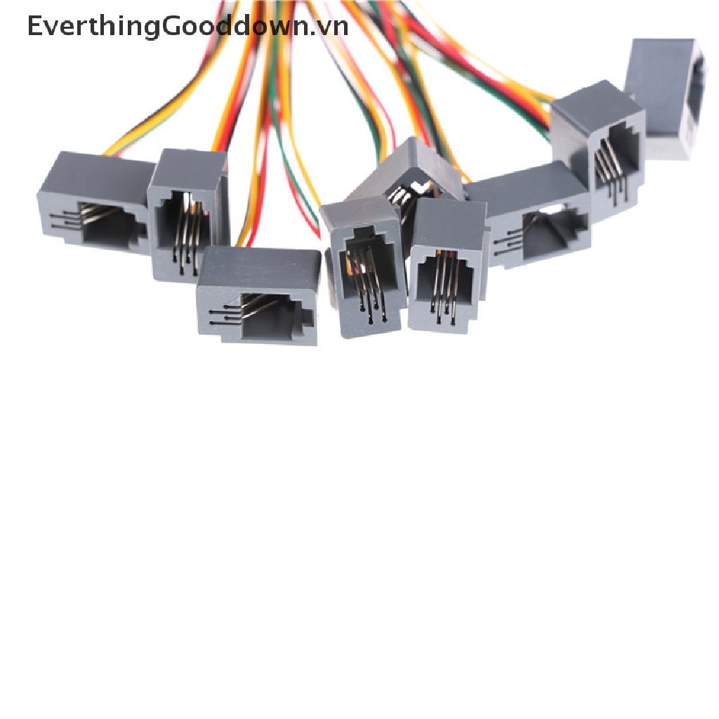 Everthinggooddown 10 Bộ Điều Hợp Điện Thoại Di Động 616E 4P4C RJ9 Female Với 4 Dây vn