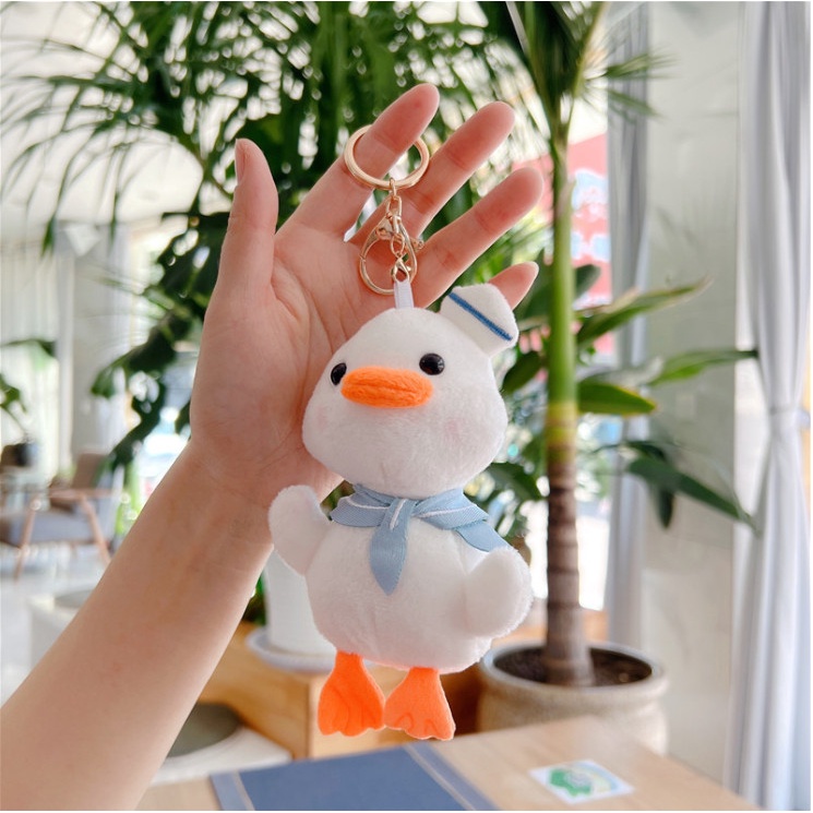 Móc khóa gấu bông hình Vịt thủy thủ độc đáo treo balo xinh xỉu trang trí túi xách dễ thương, Quà tặng bạn bè người thân