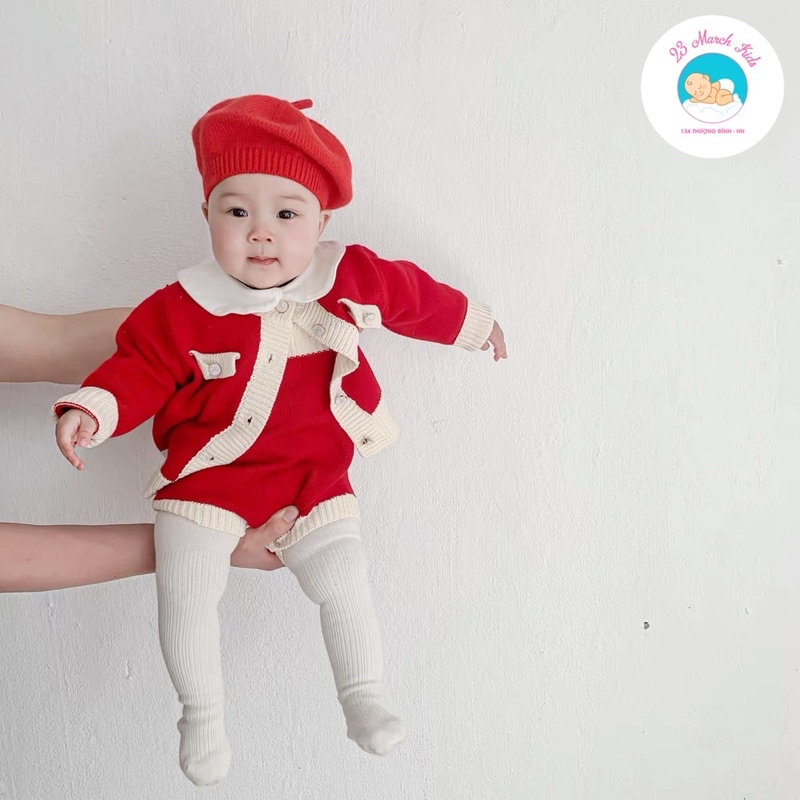 Set áo khoác+ yếm len hàng Quảng Châu siêu đẹp cho bé gái