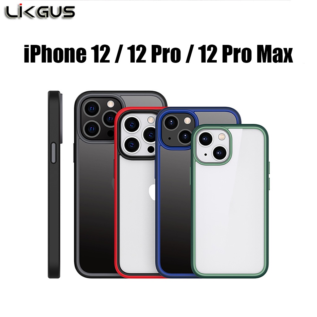 Ốp điện thoại iP 12 12 Pro 12 Pro Max Likgus Sexy chất liệu nhựa PC cứng trong suốt, viền TPU mềm mạ màu chống sốc