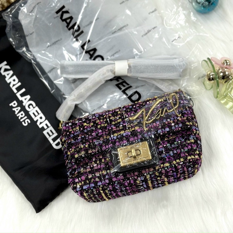 📛RẺ VÔ ĐỊCH📛TÚI KARL LA NỮ KIM TUYẾN SIÊU ĐẸP