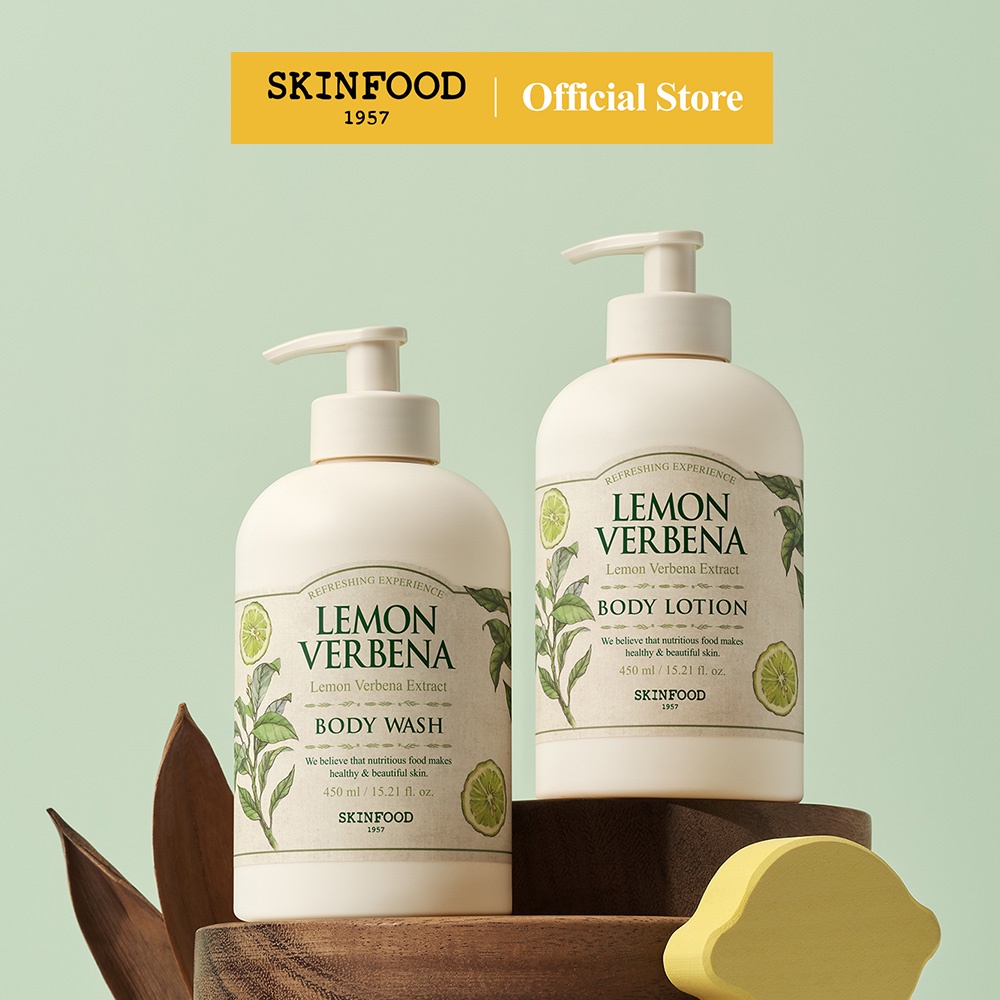 [SKINFOOD] chanh sữa tắm cỏ roi ngựa 450ml / nhẹ / hương thơm mát của vườn / Lemon Verbena Body Wash