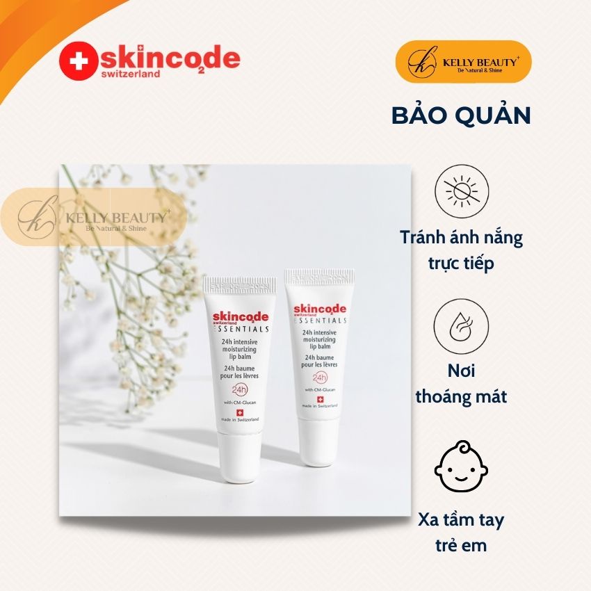 Dưỡng Môi Essential 24h Intensive Moisturizing Lip Balm SKINCODE - Cấp Ẩm, Giảm Khô Môi, Ngừa Thâm Môi | Kelly Beauty