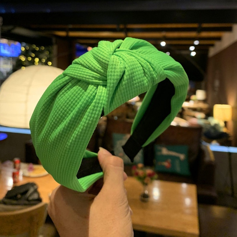 Flgo Băng Đô Cài Tóc Bản Rộng Co Giãn Thắt Nút Màu Dạ Quang Thời Trang Vintage Cho Nữ