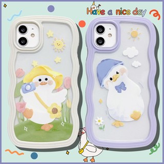 QHY - Vỏ điện thoại hình mặt trời viền gợn sóng trong suốt hình vịt con phong cách dễ thương tương thích cho iphone 17 16 air 15 14 6s 7 8 plus se2 se3 XR 11 12 13 pro xs max silicon mềm
