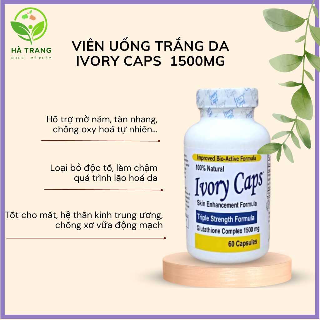 Viên Uống Trắng Da Ivory Caps Bổ Sung Glutathione, Giảm Nám Tàn Nhang