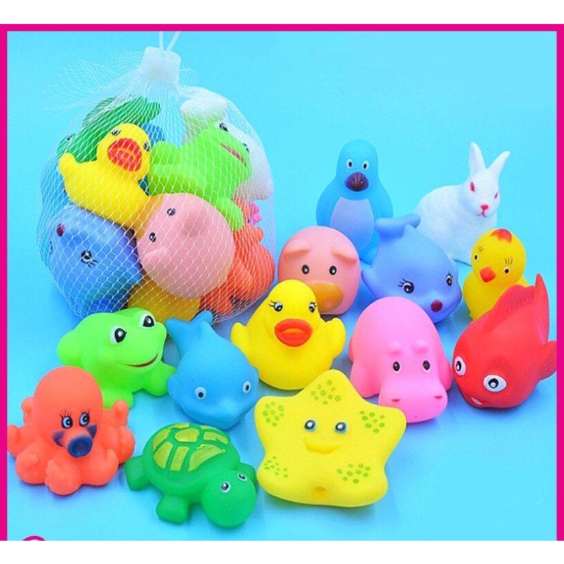 Sét 12 con thú nhà tắm bóp kêu chíp chíp cho bé