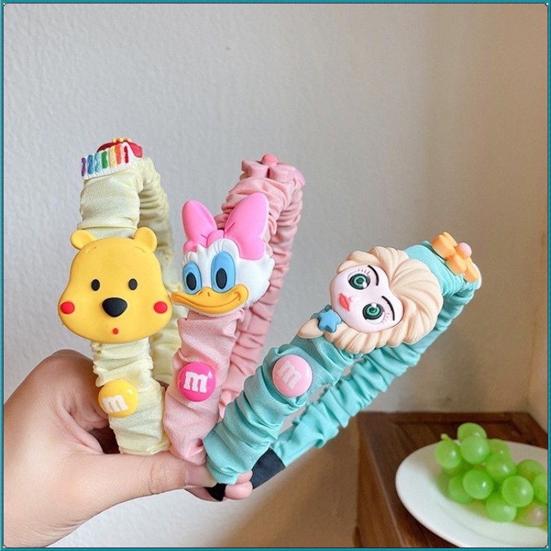 Dây Cột Tóc Xếp Ly Bằng Vải Họa Tiết Hoạt Hình Phong Cách Hàn Quốc Cho Nữ