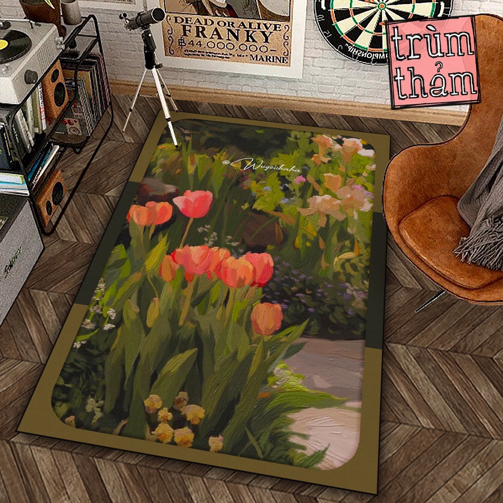 Thảm Trang Trí Tranh Vẽ Hoa Tulip Tulip Flower Decor Góc Học Tập Làm Việc Phòng Ngủ Phòng Khách Văn Phòng