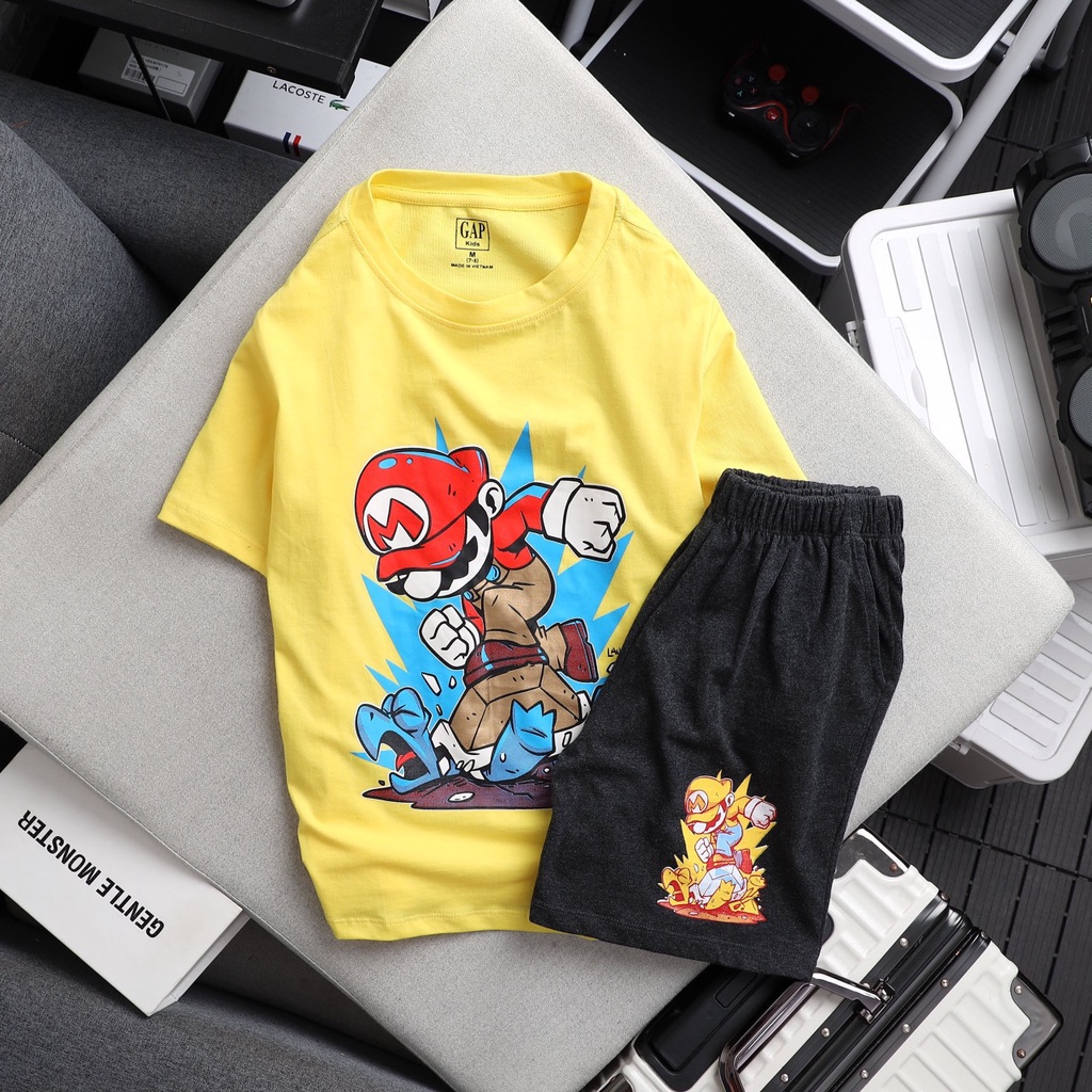 Set đồ bộ bé trai size đại thun cotton bộ thun in hình khủng long 25- 60 kg