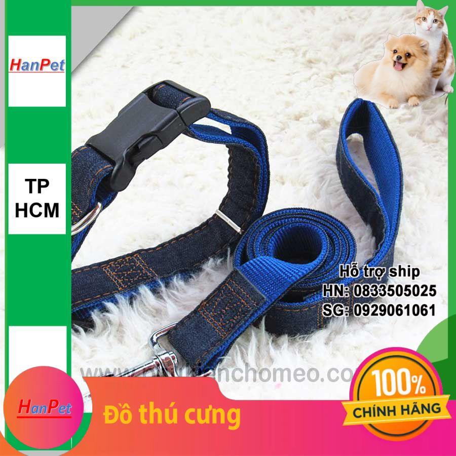 HCM-SP1201 - Dây dắt chó vòng cổ vải bò (Size 1.0 : vòng cổ từ 18~26cm) (hanpet 4711900)