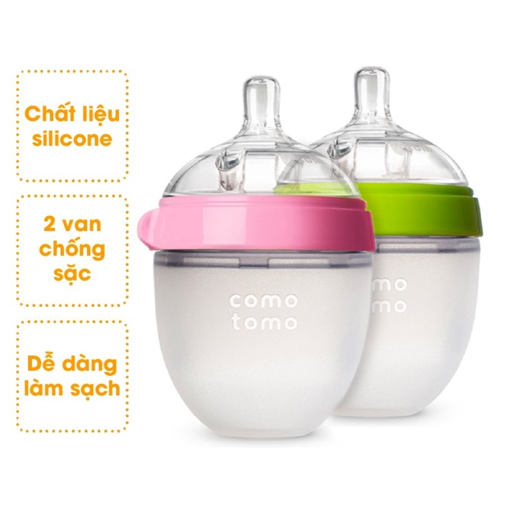 Bình Sữa Comotomo Chất Liệu Silicone Cao Cấp, Mềm Mại Cho Bé