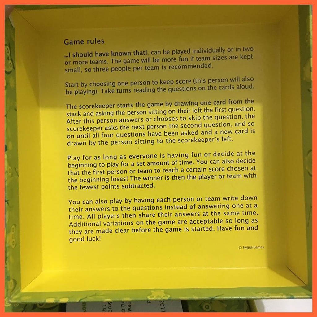 Bộ Thẻ Bài Trò Chơi Tiếng Anh I Should Have Known Đầy Đủ