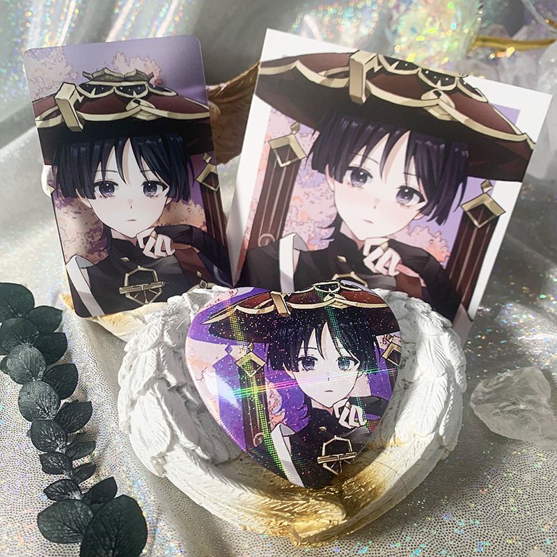 Genshin Doujin Merch huy hiệu tình yêu thẻ trong suốt thẻ vuông bộ đồ ba mảnh