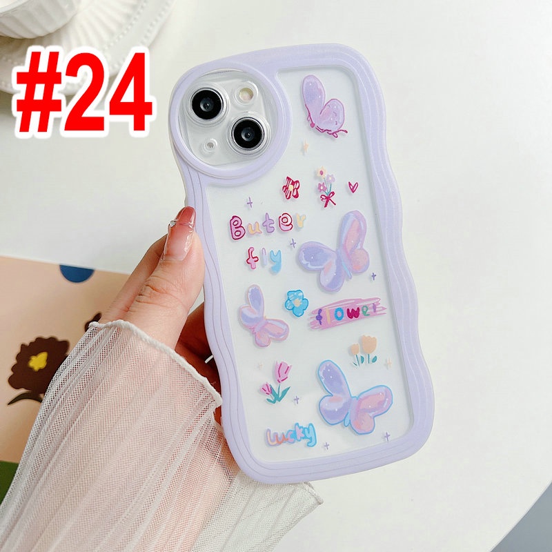 OPPO A17 A77S A76 A96 A54 4G 5G A16 A16S A74 A95 A94 A93 A55 A53 A33 2020 A52 A72 A92 A15S A15S A31 A1K A12E A3S A9 A5 A7 A5S A12 A11K A57 2022 A83 A71 2018 A59 F11 Pro F9 F7 F1S F5 Youth Cute Candy Wavy Edge Flower Butterfly Clear Soft Phone Case STB 23