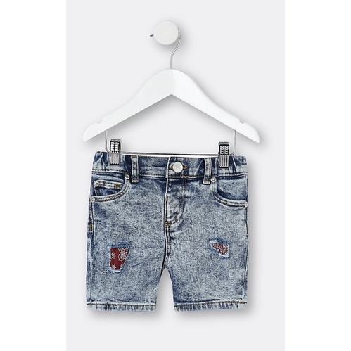 Quần short RIVER ISLAND denim rách hoạ tiết khăn bandana cho bé trai bé gái từ 2-6 tuổi