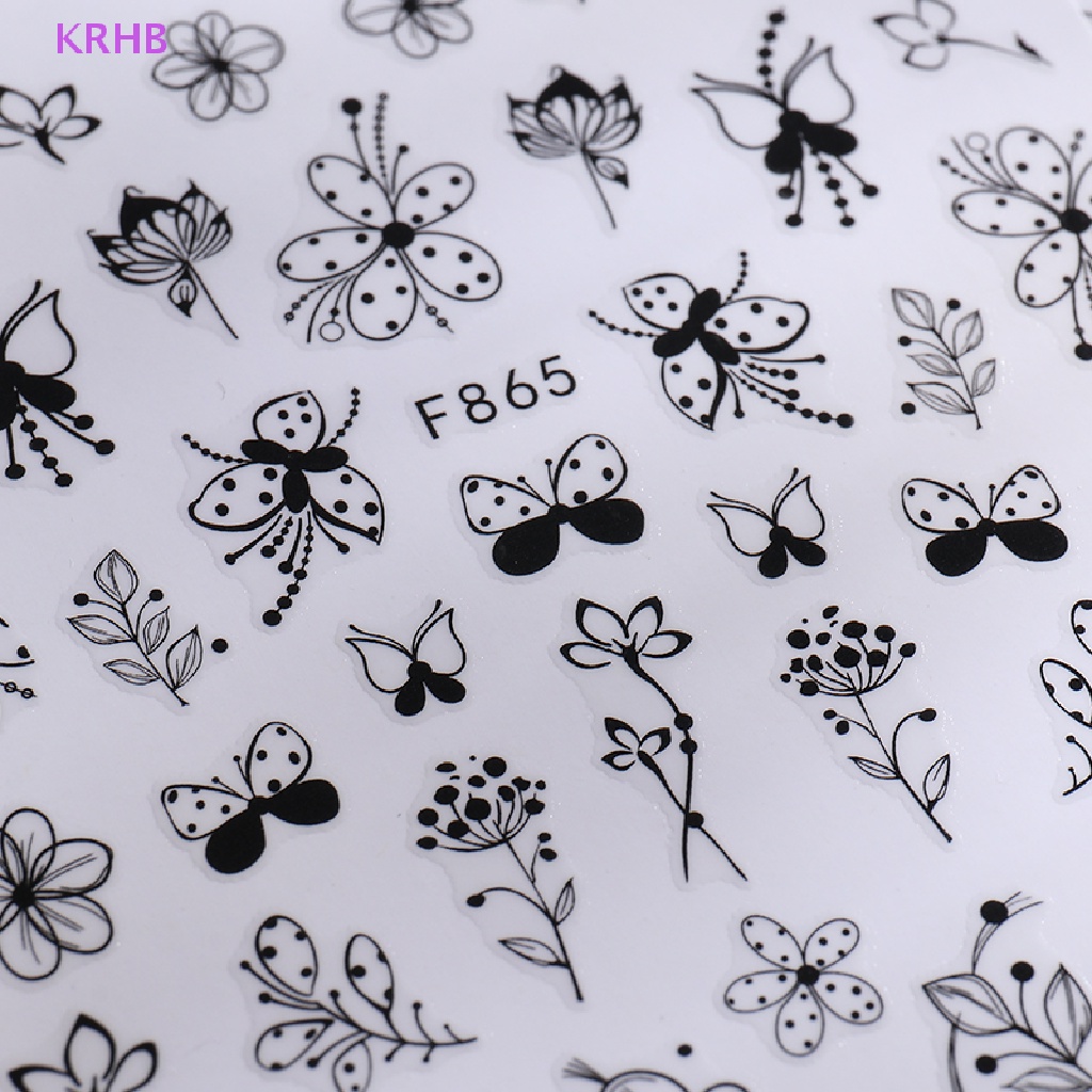 1 Tấm Nhãn Dán Trang Trí Móng Tay Hình Hoa Bướm KRHB Mới