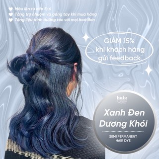 (Tặng Bodymist) Nhuộm tóc màu xanh đen dương không tẩy (tặng trợ và găng tay)