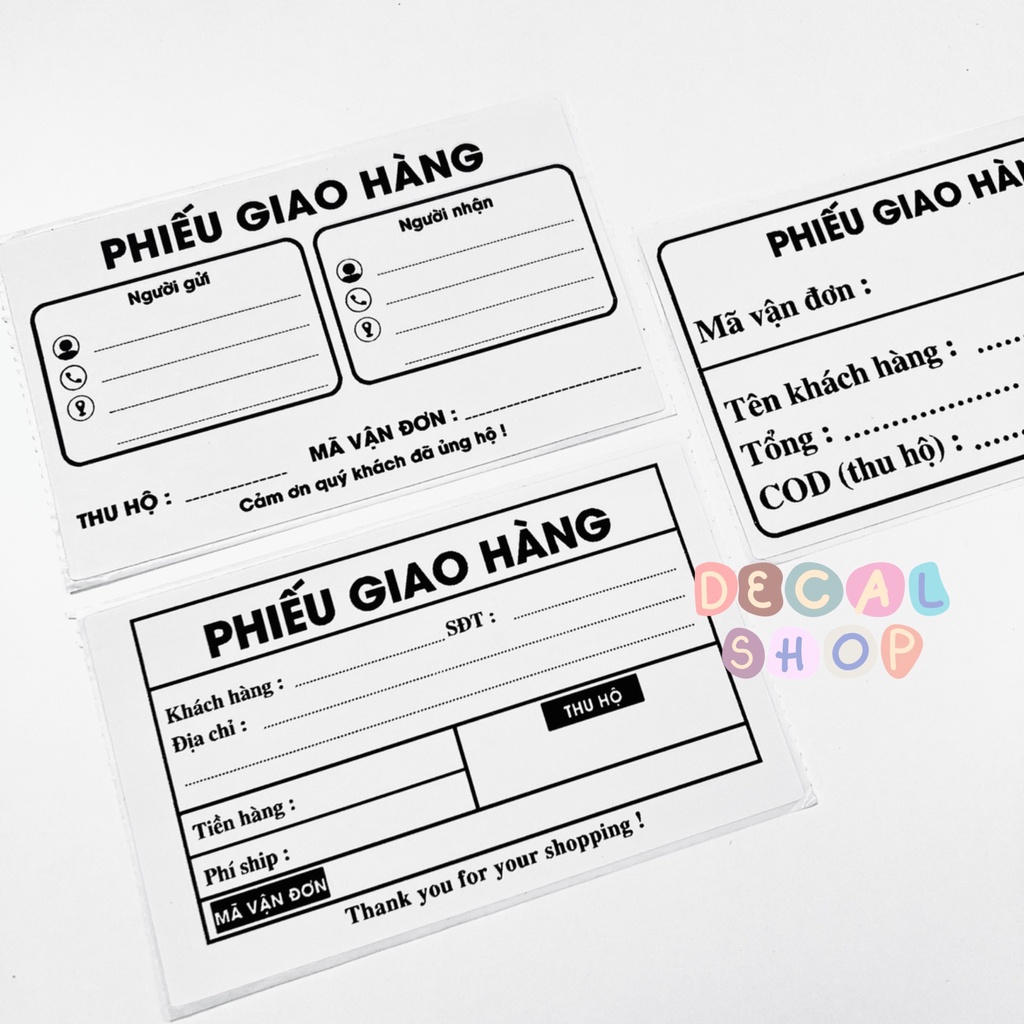 Giấy Giao Hàng, Phiếu Ship Hàng, Phiếu Giao Hàng, Giấy Ghi Mã Vận Đơn - Kích Thước 7,6x13cm - Có Keo Mặt Sau
