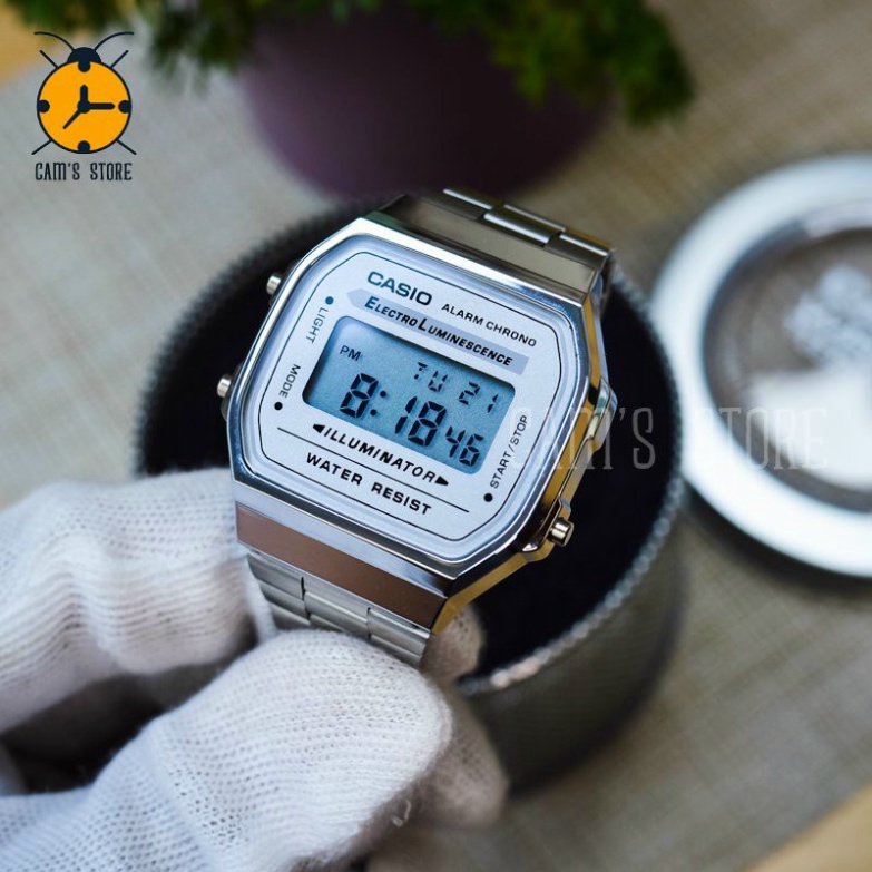 Đồng hồ nam Casio A168 cổ điển, chống nước, dây thép không gỉ, lịch sự, thời trang | BigBuy360 - bigbuy360.vn