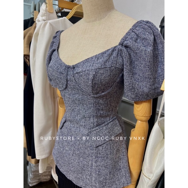 (CÓ BIGSIZE )Áo Tay Phồng Peplum Cúp Ngực Thiết Kế Tôn Dáng Sang Chảnh RUBYSTOREZ