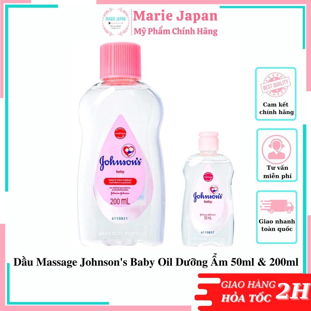 Dầu Massage Johnson's Baby Oil Dưỡng Ẩm 50ml & 200ml