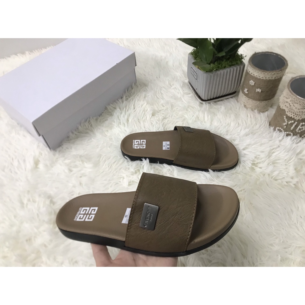 Dép nam Gyvenchy dép nam quai ngang mới nhất quai da đế cao su 2 màu hot kiểu dáng mới lạ full box