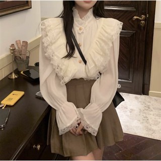 Áo sơ mi dài tay cổ bèo, áo sơ mi voan 2 lớp