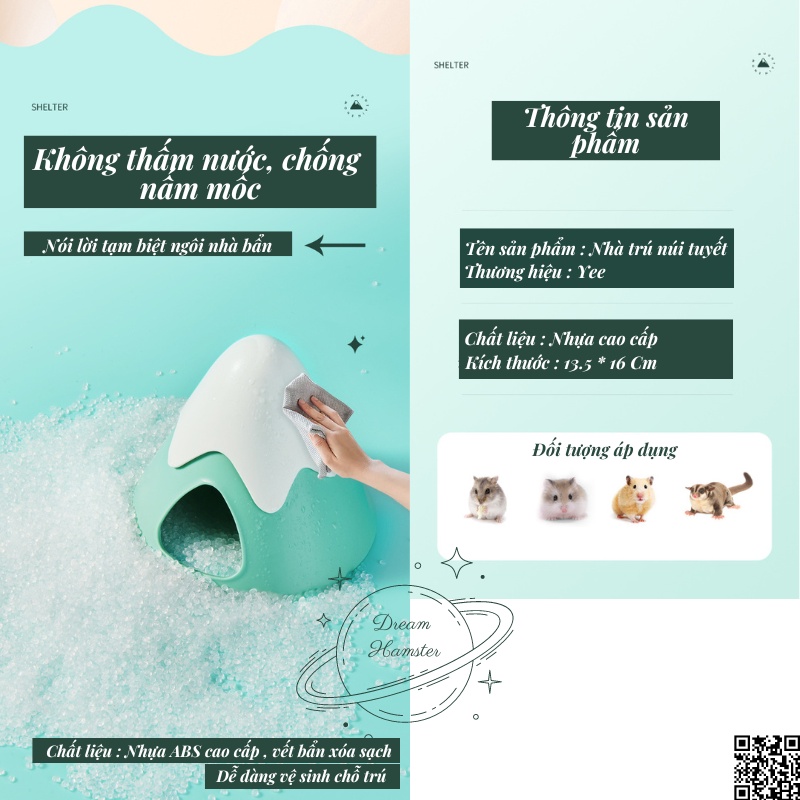 Nhà trú, nhà ngủ núi tuyết Yee cho hamster, sóc bay