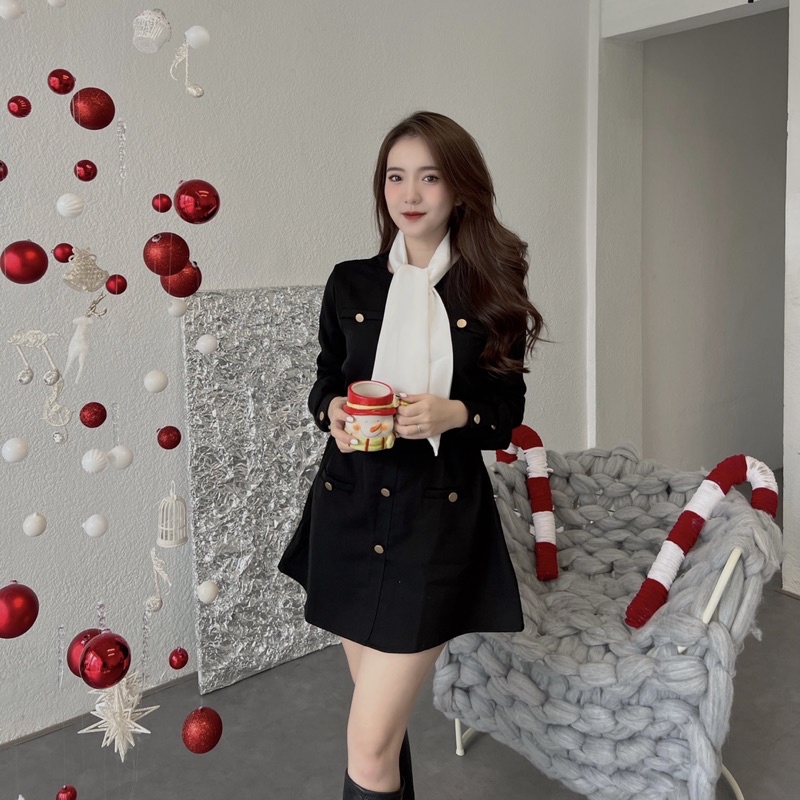 Váy đầm nữ tiểu thư dài tay chiết eo Mabel Dress thiết kế SOURIS BY G