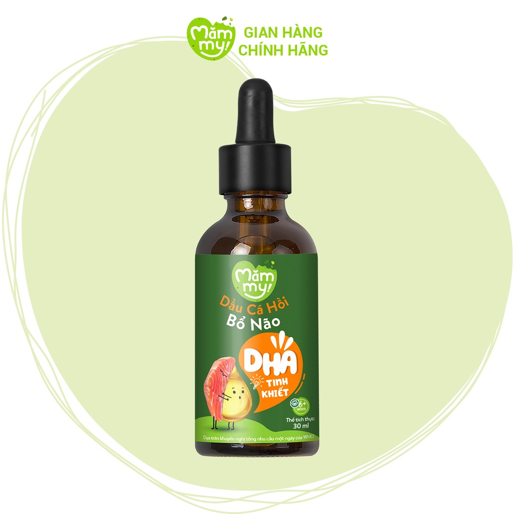 Dầu cá hồi bổ não Mămmy cho trẻ ăn dặm - Giàu Omega 3 và hàm lượng DHA cao, chai 30ml