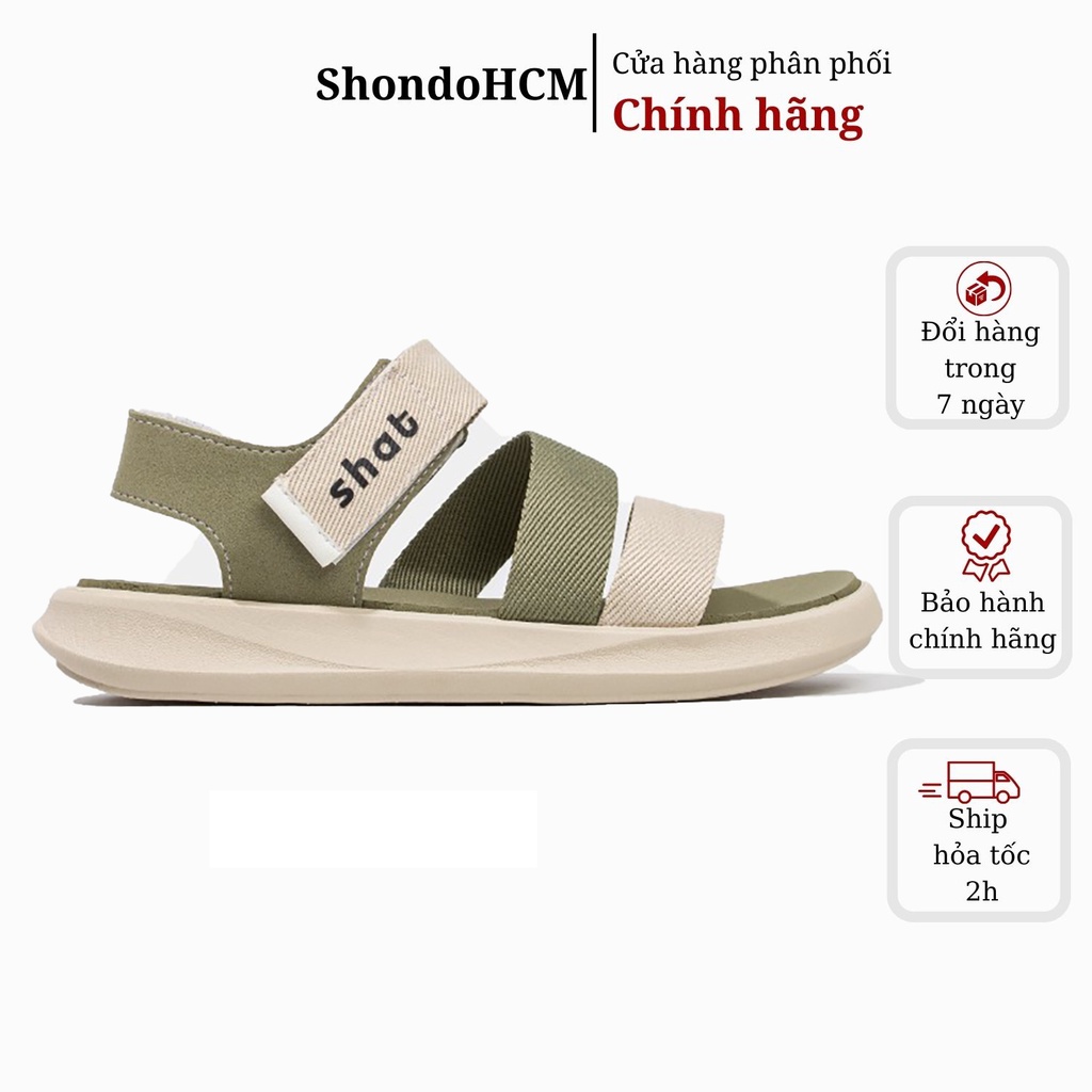 Giày Sandals Unisex Thời Trang Shat S2 Đế Be Quai Be Xanh Rêu S2M2525