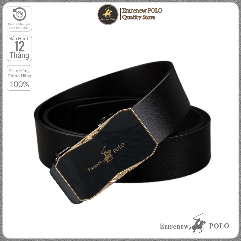 Thắt Lưng Nam Dây Lưng Da Bò Emrenew POLO cao cấp, Dây nịt nam khoa tự động phong cách Hàn Quốc, Emre03.
